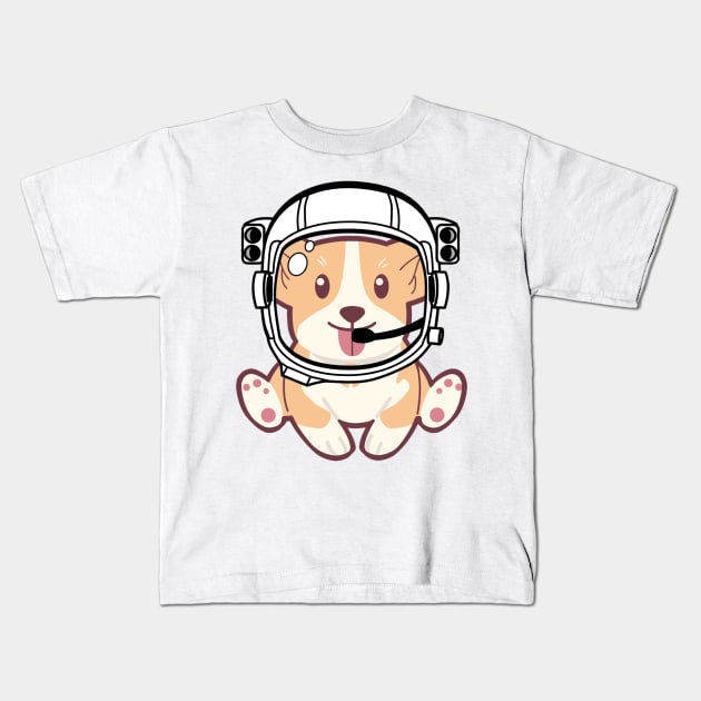 Space Corgi - The Cool Astronaut Puppy! Kids T-Shirt by LukjanovArt